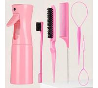 Shein Juego de 6 piezas de botellas de spray de niebla para el cabello, adecuado para maquillaje, peinado, juego de peines, regadera, cepillo alisador, cepi