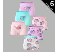 Shein Juego de 6 piezas de bragas/calzoncillos de algodón 100% con estampado de conejitos traviesos y alegres para niñas, ropa interior linda de vuelta al c