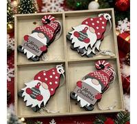 Shein Juego de 8 adornos de gnomos navideños de madera; perfectos para exhibiciones festivas, ya sea colgados en letreros decorativos de interior o utilizad