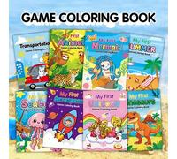 Shein Juego de 8 libros para colorear Mi primer juego con estilos diversos que incluyen transporte, animales, sirenas y talla grande, adecuado para niños de