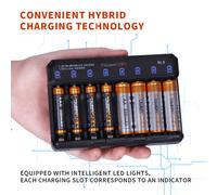 Shein Juego de 8 pilas recargables Ni-MH AA de 1.2V 800mAh + 8 pilas recargables Ni-MH AAA de 1.2V 300mAh con cargador rápido USB NL8