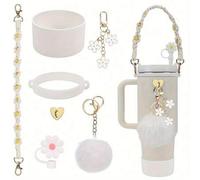Shein Juego de accesorios compatibles con la taza de 30 Oz y 40 Oz, que incluye 1 pieza de correa para asa de botella de agua, 1 pieza de tapa de silicona p
