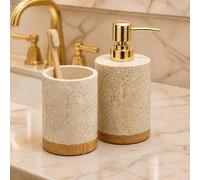 Shein Juego de accesorios de baño, kits de múltiples combinaciones, adecuado para varios escenarios de lavabo de baño, dispensador de jabón de bloque de col