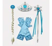 Shein Juego de accesorios para fiesta Frozen que incluye una varita mágica, un par de guantes, una corona y una peluca trenzada