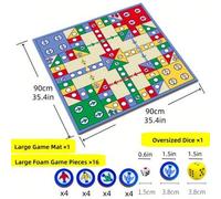 Shein Juego de ajedrez de lujo con alfombra- Alfombra grande + 16 piezas + dados grandes, diseño plegable y portátil multifuncional, ajedrez volador y alfom