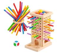 Shein Juego de ajedrez de madera colorido con mazos y dados, juguete educativo de matemáticas para la familia, adecuado para niños de 3+ años, desarrolla la