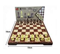 Shein Juego de Ajedrez y Damas 2 en 1 Magnético Plegable, Tablero de Ajedrez Portátil con Textura de Grano de Madera Premium, Juego de Mesa de Estrategia Cl