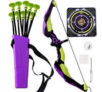 Shein Juego de arco y flecha para niños, juguetes de tiro con arco para niños de 6 a 8 años y de 8 a 12 años, con 3/10/12 flechas con ventosa, diana y aljab