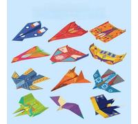 Shein Juego de aviones de papel 3D, artesanía de origami creativa, juego de grupo con aviones de papel, mejora la habilidad manual y las habilidades de pens