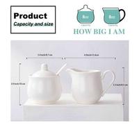 Shein Juego de azucarera y lechera de cerámica de 8/12 onzas con cuchara, adecuado para contener azúcar, sal, condimentos, bebidas, leche, ideal para uso do