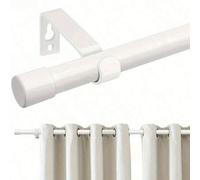 Shein Juego de barras de cortina ajustables de tensión blancas con soportes, barra de metal de 16 mm de diámetro, tratamiento de ventana minimalista moderno