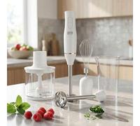 Shein Juego de Batidora de Mano, Batidora de Inmersión 4-En-1, Kit de Batidora Múltiple - 500W (Máx 800W), Picadora, Batidor, Taza Medidora, Blanco