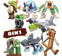 Shein Juego de bloques de construcción de 8 en 1 con 518 piezas, figuras e imitaciones de animales del fenómeno meme italiano "Brain Rot", incluye Tungtungt