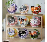 Shein Juego de bloques de construcción de partículas micro con diseño de la serie animal panda, decoración de dibujos animados lindos, juguetes, juegos de b