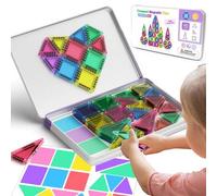 Shein Juego de bloques de construcción magnéticos en miniatura con caja de hierro, fácil de transportar, juguete de construcción DIY para niños, juguete int