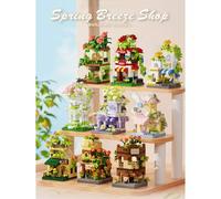 Shein Juego de bloques de construcción Spring Breeze Store, modelo de invernadero DIY, bloques de construcción para aliviar el estrés, bloques de ensamblaje
