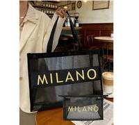 Shein Juego de Bolsas Tote de Malla Estampada de Milán, Bolsas de Hombro Transparentes Grandes y Mini; Ideal para Uso Diario, Llevar Artículos Esenciales Co