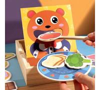 Shein Juego de caja de alimentación de oso de madera, juguete realista de alimentación de alimentos, juguete de entrenamiento de movimiento manual fino, int