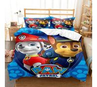 Shein Juego de cama temático de Paw Patrol de tres piezas, incluye edredón, sábana y funda de almohada. Una pieza con impresión digital 3D. Decoración para