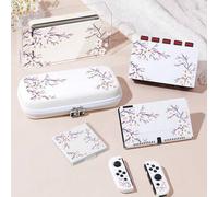 Shein Juego de carcasa y accesorios de consola con patrón de árbol de melocotón compatible con Switch/Switch OLED/Switch Lite, que incluye funda protectora,