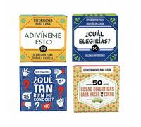 Shein Juego de cartas divertido en español: 50 cartas interactivas de rompecabezas y dilemas, juego social para reuniones familiares o viajes, gran idea de