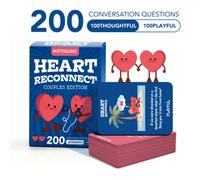 Shein Juego de cartas "Reconectar Corazones" Edición de Parejas - 200 preguntas para iniciar conversaciones (100 reflexivas y 100 divertidas) para parejas,