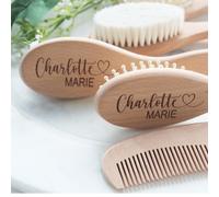 Shein Juego de cepillo y peine personalizados para bebé recién nacido, regalo perfecto para baby shower, regalo de cumpleaños de bebé, regalo de niña, regal