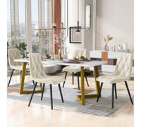 Shein Juego de comedor (mesa de 117*68 cm con 4 sillas), mesa de comedor rectangular, juego de mesa de cocina moderna, silla de comedor, silla de cocina de
