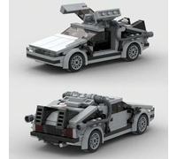 Shein Juego de construcción de bloques del Delorean, el auto de la máquina del tiempo de Regreso al Futuro, un superdeportivo de carreras clásico. Un juguet