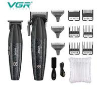Shein Juego de cortapelos y recortadora eléctrica profesional VGR, máquina para cortar el cabello inalámbrica recargable, pantalla LCD, herramienta inalámbr