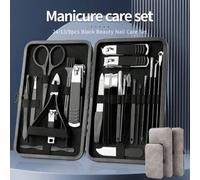 Shein Juego de cortaúñas de acero inoxidable, recortador de uñas, tijeras para cejas, pinzas, sacabocados, kit de herramientas de belleza