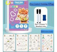 Shein Juego de cuaderno mágico reutilizable de 32 páginas | Entrenamiento para el desarrollo integral del cerebro, entrenamiento de control del bolígrafo y