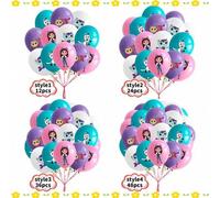 Shein Juego de decoración de fiesta con globos de látex impresos de 12 pulgadas con el tema de los personajes de dibujos animados de Gabby's Dollhouse. Jueg