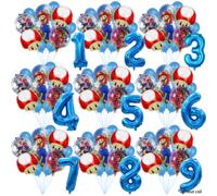 Shein Juego de Decoración de Globos para Fiesta de Cumpleaños Tema Azul Plomero Gorra Roja Reino de Hongos Fantasía de Dibujos Animados de Aventura Autoriza
