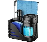 Shein Juego de dispensador de jabón para encimera de fregadero de cocina 4 en 1 con soporte para esponja y toallero, herramientas pequeñas prácticas para co