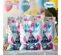 Shein Juego de embalaje de regalo de Stitch de Disney, 10/30/50 piezas con tema de cumpleaños, con asas, juego de bolsas de embalaje de regalo, adecuado par