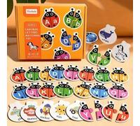 Shein Juego de emparejamiento de letras de mariquita - Juguetes educativos de rompecabezas para niños, incluye tarjetas de emparejamiento de palabras y jueg
