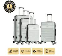 Shein Juego de equipaje de viaje de 4 piezas, marca europea, diseño francés, tela Oxford y nylon, 20"+26"+28"+32" expandible, gran capacidad, ruedas silenci