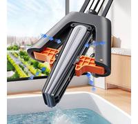 Shein Juego de fregona de esponja con 1 cabezal de esponja de PVA, fregona de esponja absorbente, fregona con función de escurrido para limpiar baldosas, la