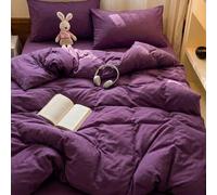 Shein Juego de Funda Nórdica 2/3 piezas/Set Súper Suave Liso Púrpura Oscuro, Suave Transpirable Sin Arrugas Mejor para Dormir, Estilo Hotel de Lujo, Regalo