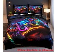 Shein Juego de Funda Nórdica con Estampado de Mando de Videojuegos 3D - 100% Poliéster, Transpirable para Todas las Estaciones, Lavable a Máquina, Incluye 1