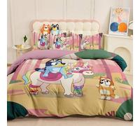 Shein Juego de funda nórdica de 2/3 piezas de Bluey, con patrón del Bosque de los Cuentos de Hadas de Bluey, ropa de cama cálida y transpirable, piel-amigab