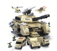 Shein Juego de juguetes de modelo de tanque militar para niños y niñas de 3 a 6 años, incluye avión, helicóptero y accesorios de vehículos, un conjunto de j