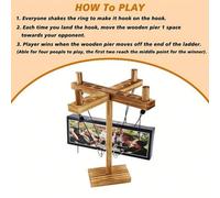 Shein Juego de lanzamiento de aros de 30 cm con escalera de tiro para 4 jugadores, juego de interacción de madera hecho a mano para el hogar y fiestas de ad