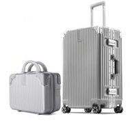 Shein Juego de maletas de viaje de 2 piezas, maleta de cabina con marco de aluminio de 20 pulgadas + juego de caja de belleza | Ruedas universales silencios
