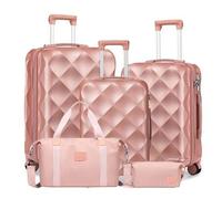 Shein Juego de maletas trolley rígidas Sea Choice de 5 piezas. Maleta de viaje con dos ruedas Contiene 1 bolsa de viaje y 1 neceser, juego de maletas M-L-XL