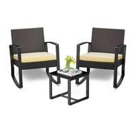Shein Juego de mecedoras para Patio de 3 piezas para exteriores, muebles modernos de ratán con mesa de centro para porche, Patio y balcón