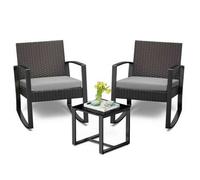 Shein Juego de mecedoras para Patio de 3 piezas para exteriores, muebles modernos de ratán con mesa de centro para porche, Patio y balcón