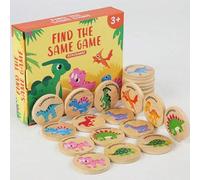 Shein Juego de memoria de dinosaurios para niños, rompecabezas de madera para hacer parejas, juguete educativo para el desarrollo cognitivo, concentración y