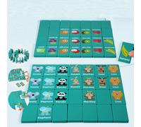 Shein Juego de Memoria de Frutas y Animales de Madera, Puzzle Juego de Dominó de Emparejamiento de Mesa, Juego Educativo de Desarrollo Cognitivo y Lógico, J